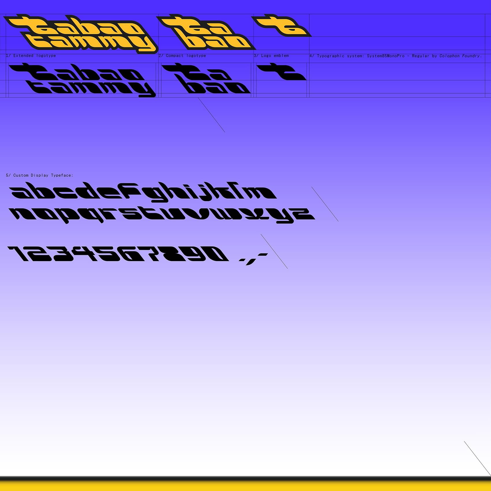 Logo variations with the custom typeface